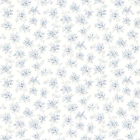 Manhattan Comfort Gradignan Sofiane Blue Botanical Trail 33 ft L X 205 in W Wallpaper BR4072-70039